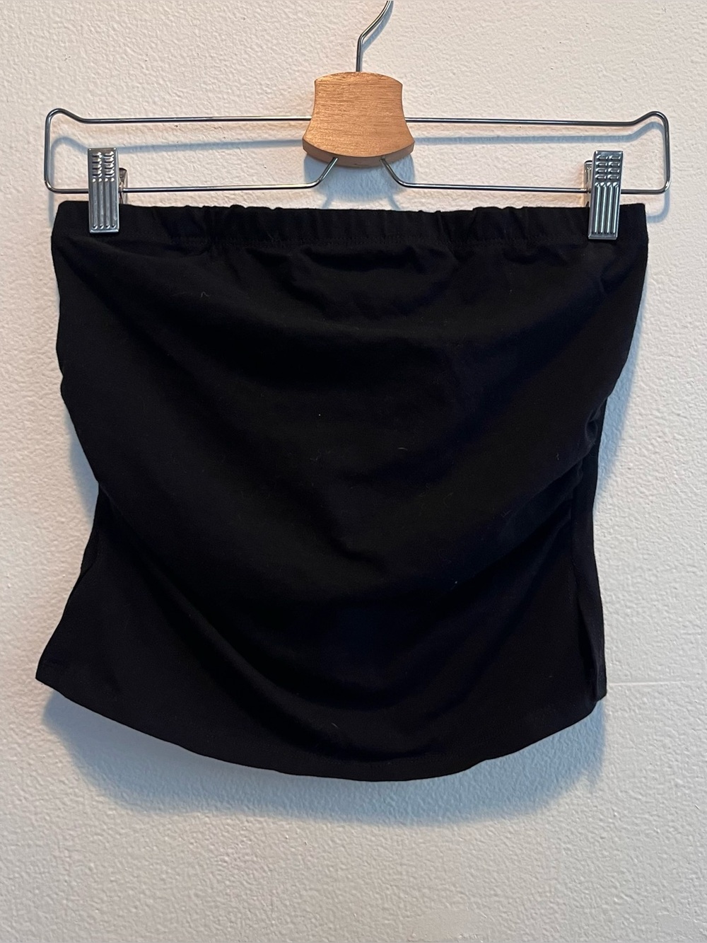 Black Tube Top w Ruched & Slitted Sides